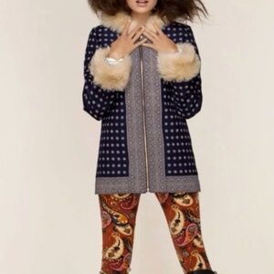 *RARE* Anthropologie Madchen Blue Geo Skien Coat